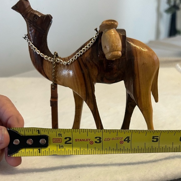 Sale 6" HANDCARVED CAMEL VINTAGE OLIVE WOOD WATER JUG HARNESS DESERT - Picture 4 of 5